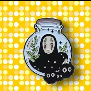 Enamel Pin with Black and White Design Studio Ghibli No Face Spirited Away Anime
